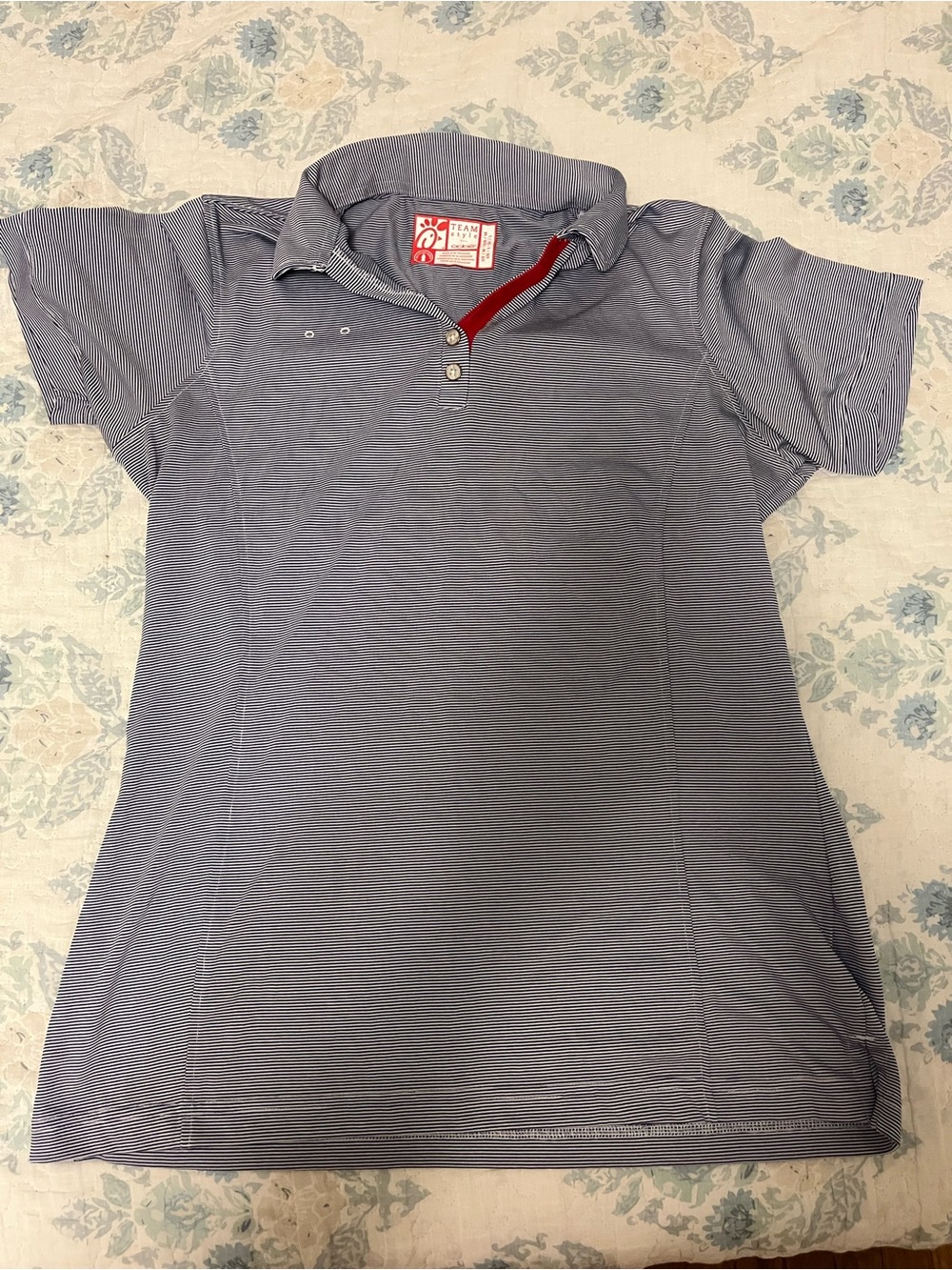 Women’s Chick Fil A Lightweight Striped Polo in Blue